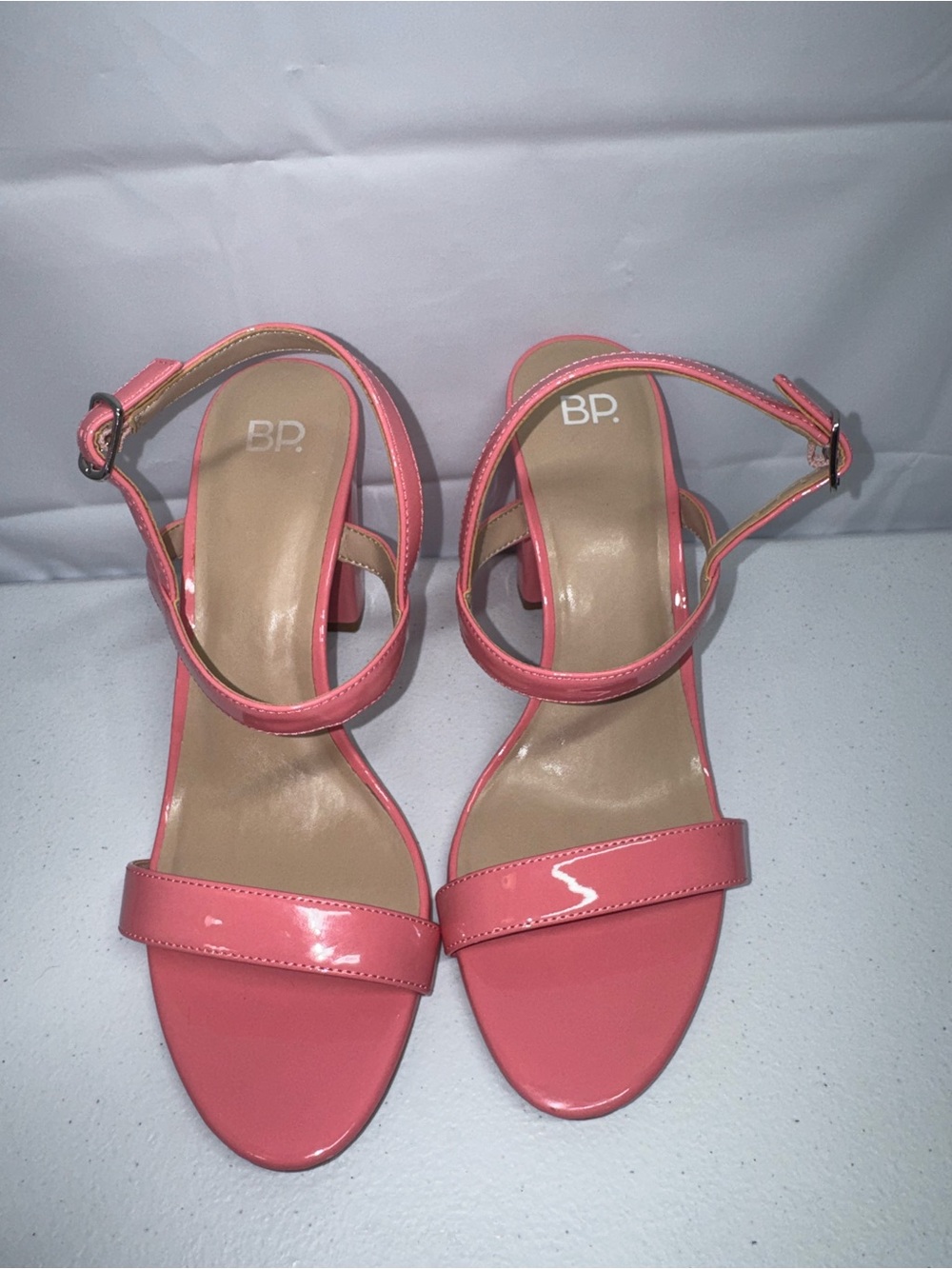 BP. Women's Pink Strappy Ankle Strap Block Heel Buckle Sandals Heels size 9.5